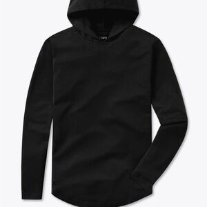 Cuts men’s black elongated long sleeve hooded curved hem shirt XXL
